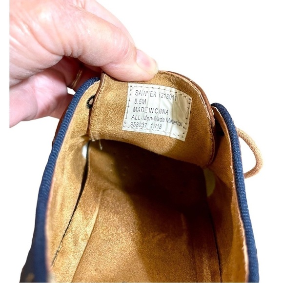 FREEMAN,SAWYER, MENS LACEUP OXFORDS. BROWN SUEDE WITH NAVY BLUE TRIM.SIZE 8 1/2M - Picture 7 of 7